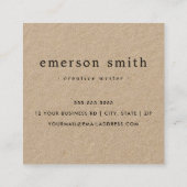 Modern aangepast logo-minimalistisch Kraft-papier Vierkante Visitekaartje (Achterkant)