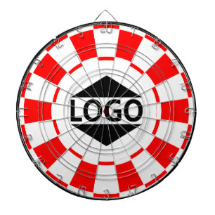 Modern aangepast logo op rood en wit dartbord
