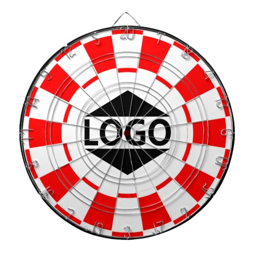 Modern aangepast logo op rood en wit dartbord (Voorkant)