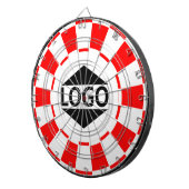 Modern aangepast logo op rood en wit dartbord (Voorkant Rechts)