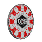 Modern aangepast logo op rood en wit dartbord (Voorkant Links)