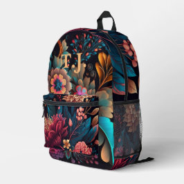 Modern aangepast monogram Floral kleurrijk Bedrukte Rugzak