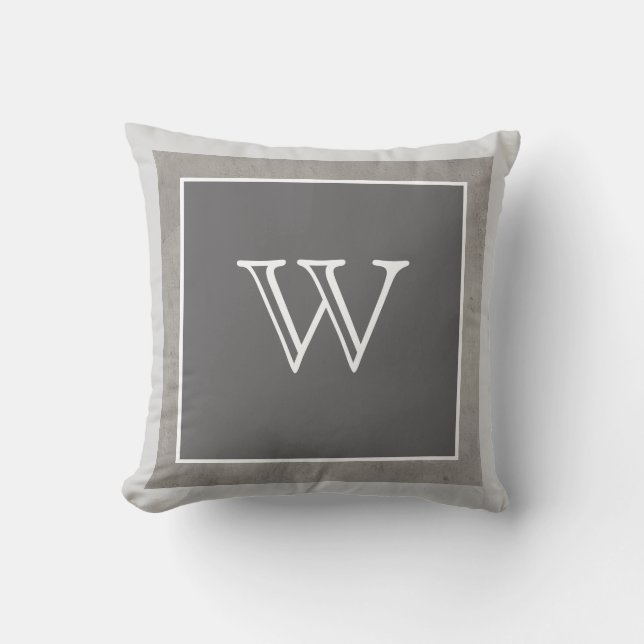 modern aangepast monogram pallow grijs en wit kussen (Voorkant)