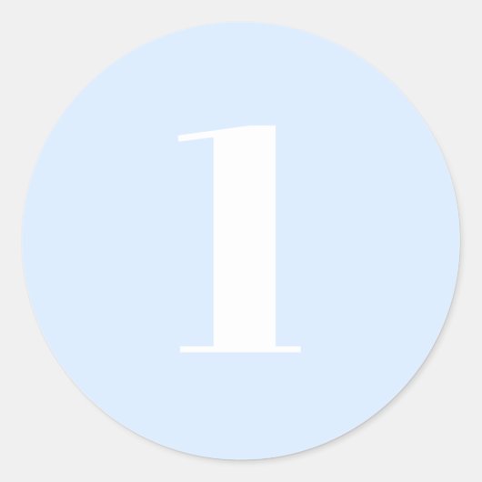 Modern aangepast nummer, datum, lichtblauw ronde sticker (Voorkant)