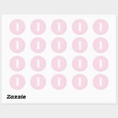 Modern aangepast nummer, datum, lichtroze ronde sticker (Vel)