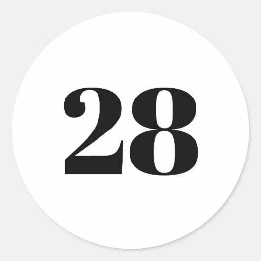 Modern aangepast nummer, datum, zwart wit ronde sticker (Voorkant)