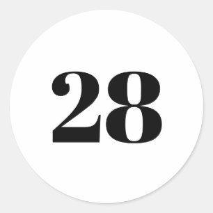 Modern aangepast nummer, datum, zwart wit ronde sticker
