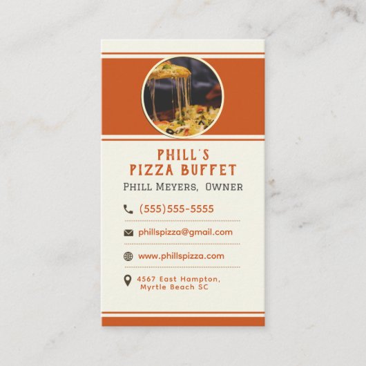 Modern aangepast pizzarestaurant visitekaartje (Voorkant)
