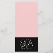 Modern aangepast roos roze kleur blok bruiloft men menu (Achterkant)
