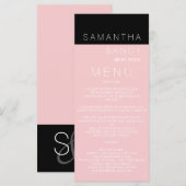 Modern aangepast roos roze kleur blok bruiloft men menu (Voorkant / Achterkant)