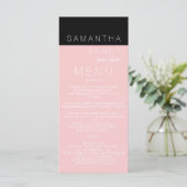 Modern aangepast roos roze kleur blok bruiloft men menu (Staand voorkant)