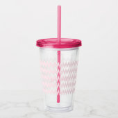 Modern aangepast roze patroon Elegant Monogram Acryl Drinkbeker (Rechts)