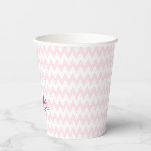 Modern aangepast roze patroon Elegant Monogram Papieren Bekers (Achterkant)