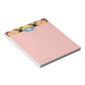 Modern aangepast script monogram Tartan Jeans Roze Notitieblok (Schuin)
