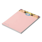 Modern aangepast script monogram Tartan Jeans Roze Notitieblok (Linkerzijde)