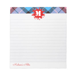 Modern aangepast Tartan Splash Monogram aangepast  Notitieblok