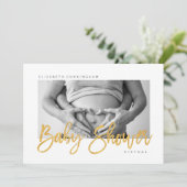 Modern aangepast virtueel Baby shower voor foto's Kaart (Staand voorkant)