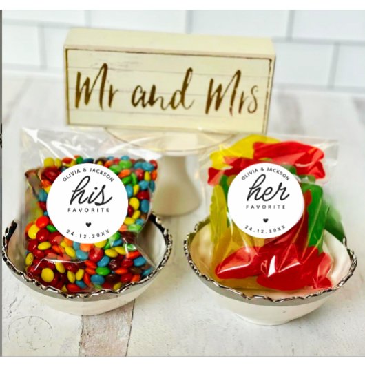 Modern aangepast zijn favoriete bruiloft zwarte te ronde sticker