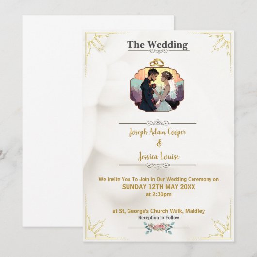 Modern aangepastAanvaardbare trouwuitnodiging met  Kaart (Voorkant / Achterkant)