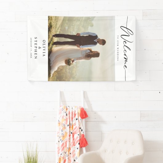 Modern aangepaste fotobruiloft spandoek (Insitu)