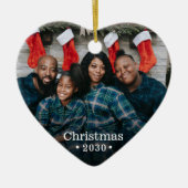 Modern aangepaste fotohart keramisch ornament (Voorkant)