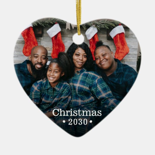 Modern aangepaste fotohart keramisch ornament (Voorkant)