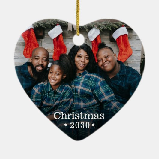 Modern aangepaste fotohart keramisch ornament (Achterkant)