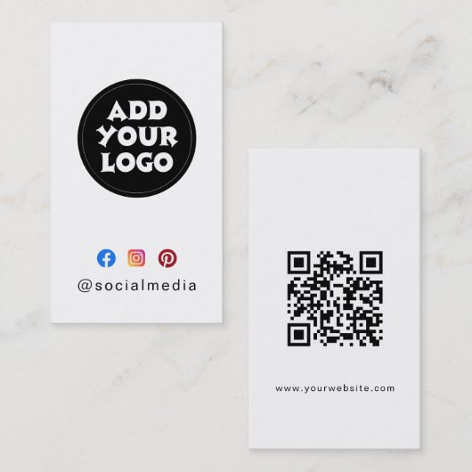 Modern aangepaste logo Social Media QR-code websit Visitekaartje (Voorkant / Achterkant)