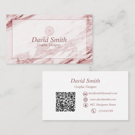 Modern aangepaste QR-code grafisch ontwerper Roos  Visitekaartje (Voorkant / Achterkant)