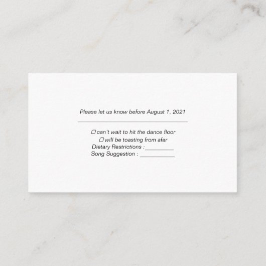 Modern aangepaste Rsvp-kaart voor bruiloft met fot Informatiekaartje (Achterkant)