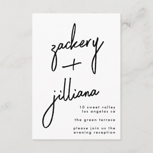 Modern aangepaste stijlvolle namen bruiloft-ontvan informatiekaartje (Voorkant)