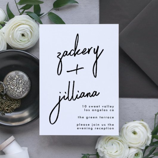 Modern aangepaste stijlvolle namen bruiloft-ontvan informatiekaartje
