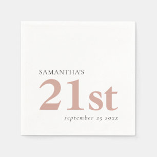 Modern aangepaste tekst Blush roze 21st naam datum Servet