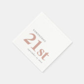 Modern aangepaste tekst Blush roze 21st naam datum Servet (Hoek)