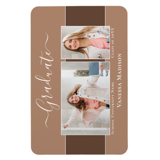 Modern | Aankondiging Afstudeerder foto Elegant 2 Magneet (Verticaal)