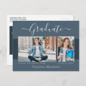 Modern | Aankondiging Afstuderen foto Elegant 2 Briefkaart (Voorkant / Achterkant)