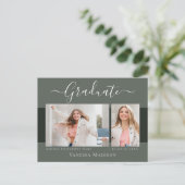 Modern | Aankondiging Afstuderen foto Elegant 2 Briefkaart (Staand voorkant)