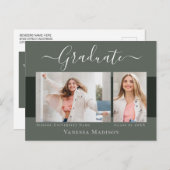 Modern | Aankondiging Afstuderen foto Elegant 2 Briefkaart (Voorkant / Achterkant)