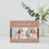 Modern | Aankondiging Afstuderen foto Elegant 2 Briefkaart (Staand voorkant)