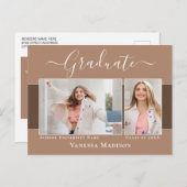 Modern | Aankondiging Afstuderen foto Elegant 2 Briefkaart (Voorkant / Achterkant)