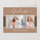 Modern | Aankondiging Afstuderen foto Elegant 2 Briefkaart (Voorkant)