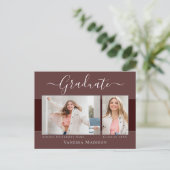 Modern | Aankondiging Afstuderen foto Elegant 2 Briefkaart (Staand voorkant)