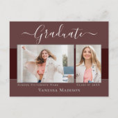 Modern | Aankondiging Afstuderen foto Elegant 2 Briefkaart (Voorkant)