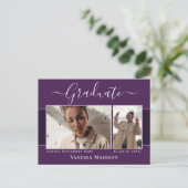 Modern | Aankondiging Afstuderen foto Elegant 2 Briefkaart (Staand voorkant)