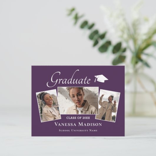 Modern | Aankondiging van het Afstuderen van Elega Briefkaart (Staand voorkant)