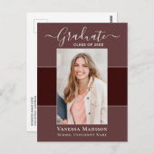 Modern | Aankondiging van het Afstuderen van Elega Briefkaart (Voorkant / Achterkant)