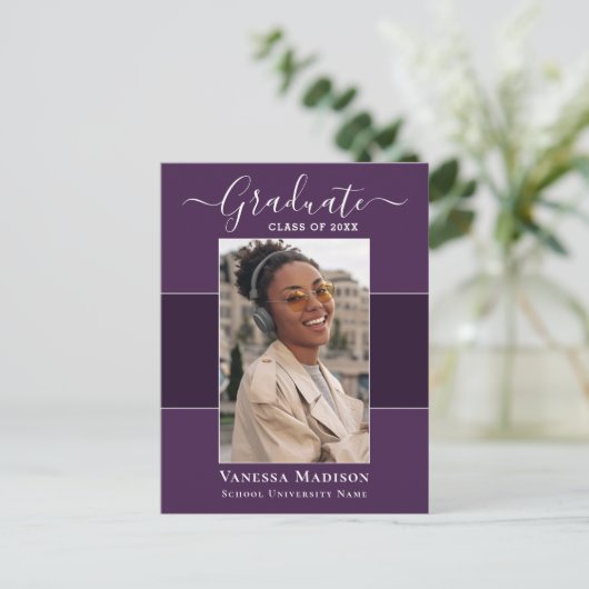 Modern | Aankondiging van het Afstuderen van Elega Briefkaart (Staand voorkant)