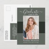 Modern | Aankondiging van het Afstuderen van Elega Briefkaart (Voorkant / Achterkant)