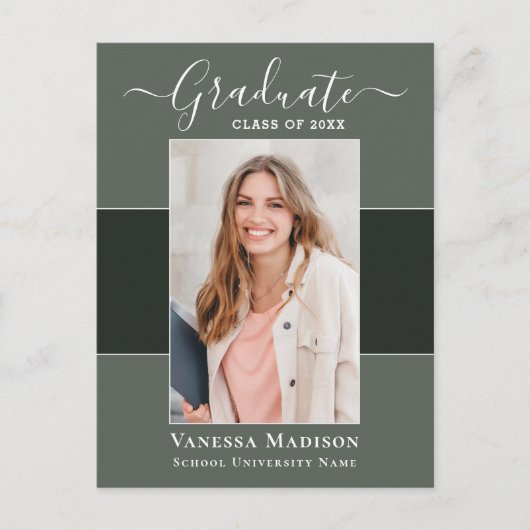 Modern | Aankondiging van het Afstuderen van Elega Briefkaart (Voorkant)