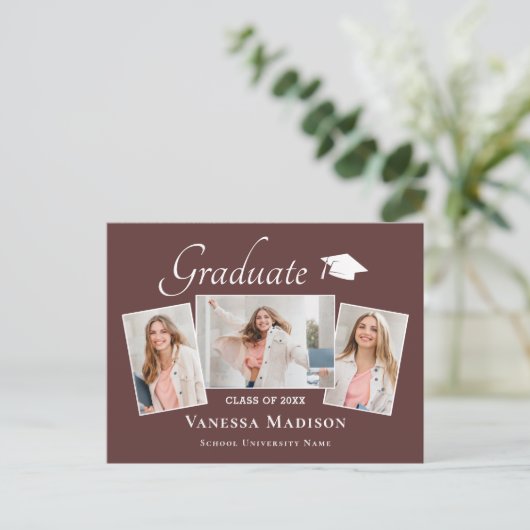 Modern | Aankondiging van het Afstuderen van Elega Briefkaart (Staand voorkant)